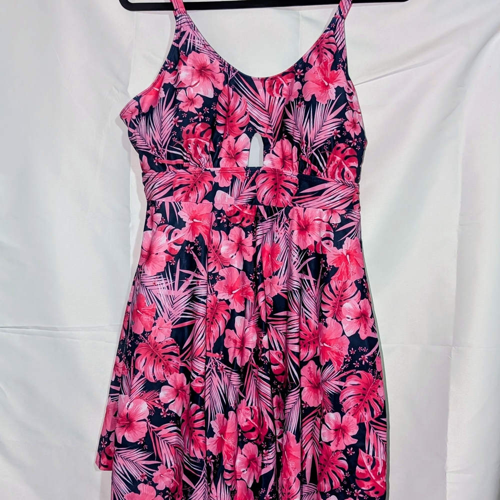 Floral Pink and Blue One Piece Swim dress